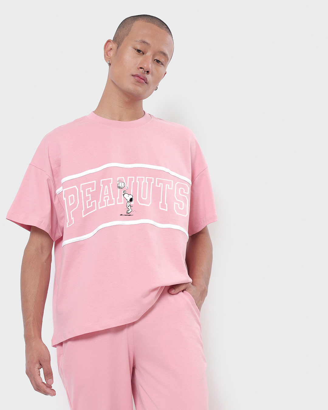 Shop Unisex Cheeky Pink Penuts Typography T-shirt-Back
