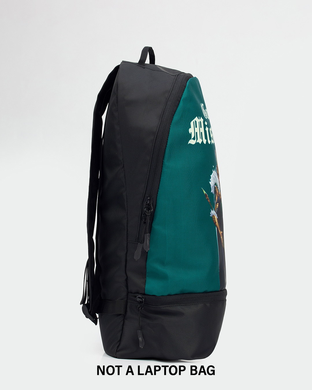 Shop Unisex Green & Black God Of Mischeif Printed Backpack-Back