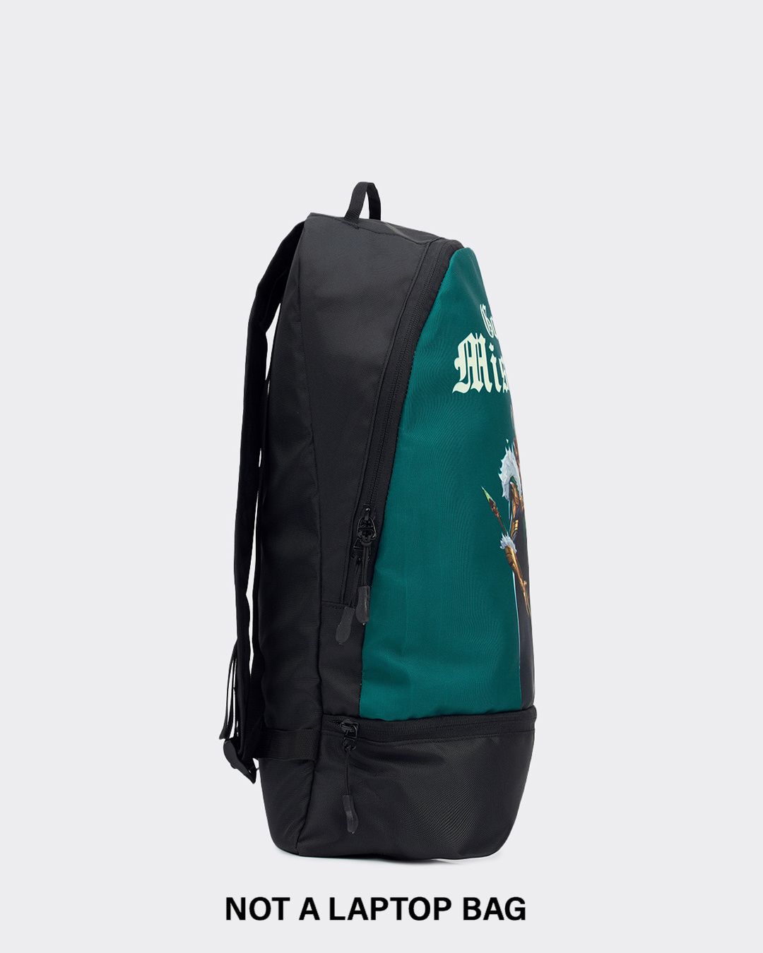 Shop Unisex Green & Black God Of Mischeif Printed Backpack-Back