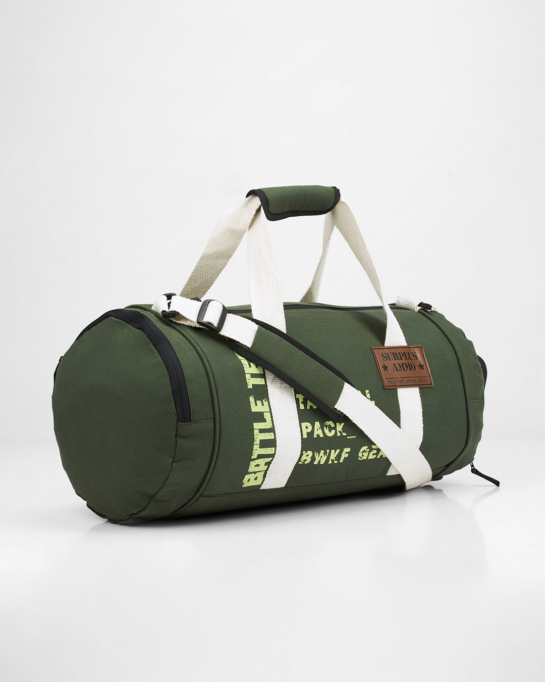 Shop Unisex Olive Green Battle Tested Typography Duffel Bag-Back