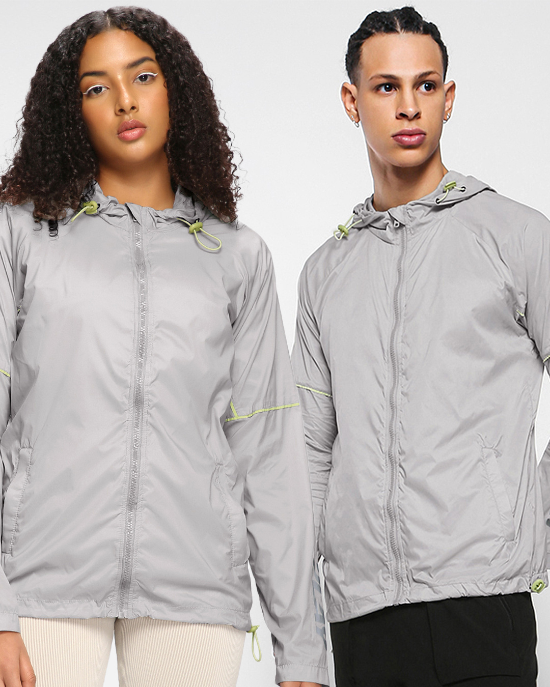 Shop Unisex Grey Windcheater Jacket-Front