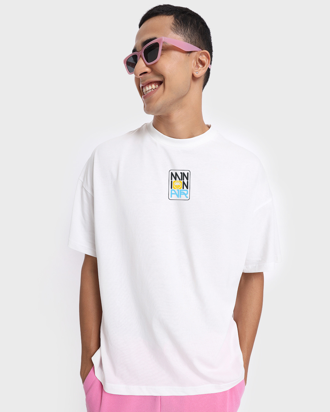 Shop Unisex White Minions Airline Graphic Printed T-shirt-Back