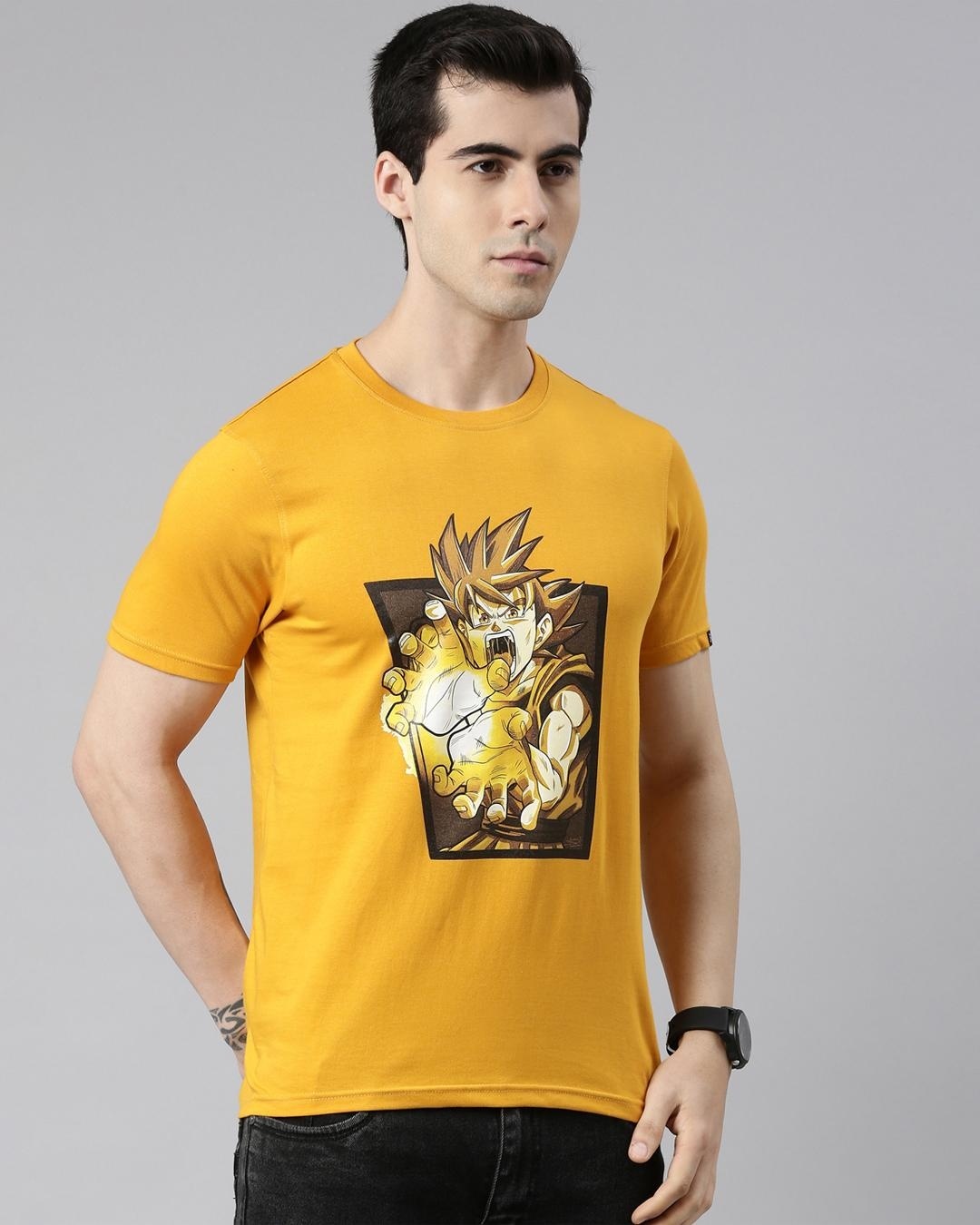 Shop Unisex Yellow Dragon Ball Z - Power Through Graphic Printed Anime T-shirt-Back