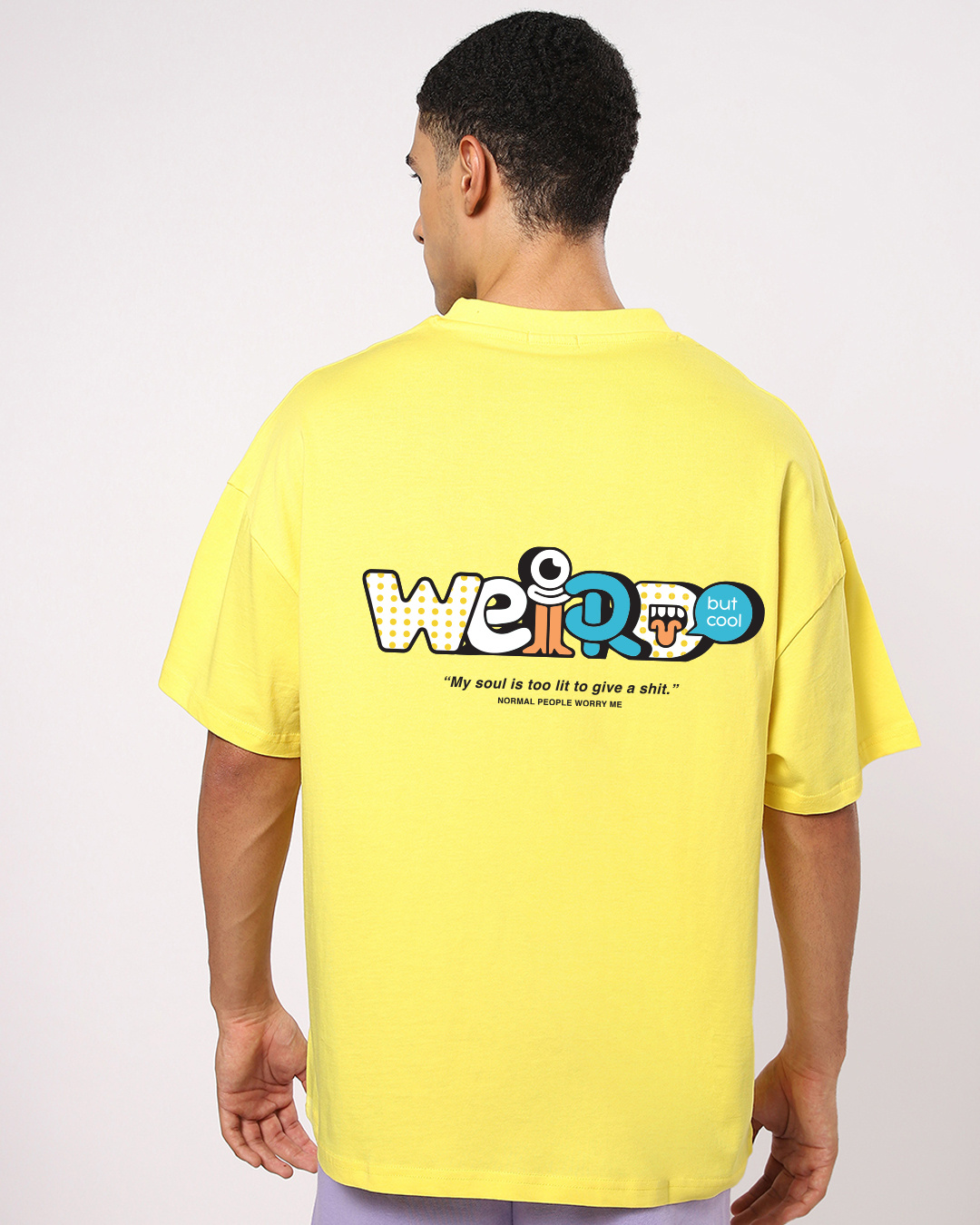 Shop Unisex Yellow Weirdo But Cool Printed T-shirt-Back