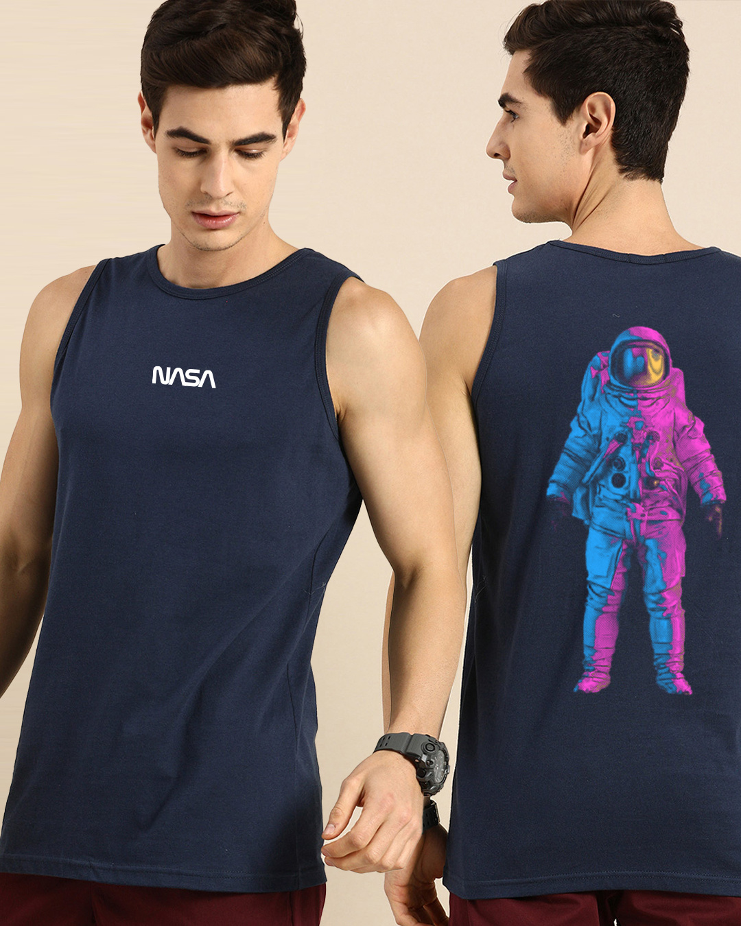 Buy Men's Blue Universal Astro Graphic Printed Vest Online at Bewakoof