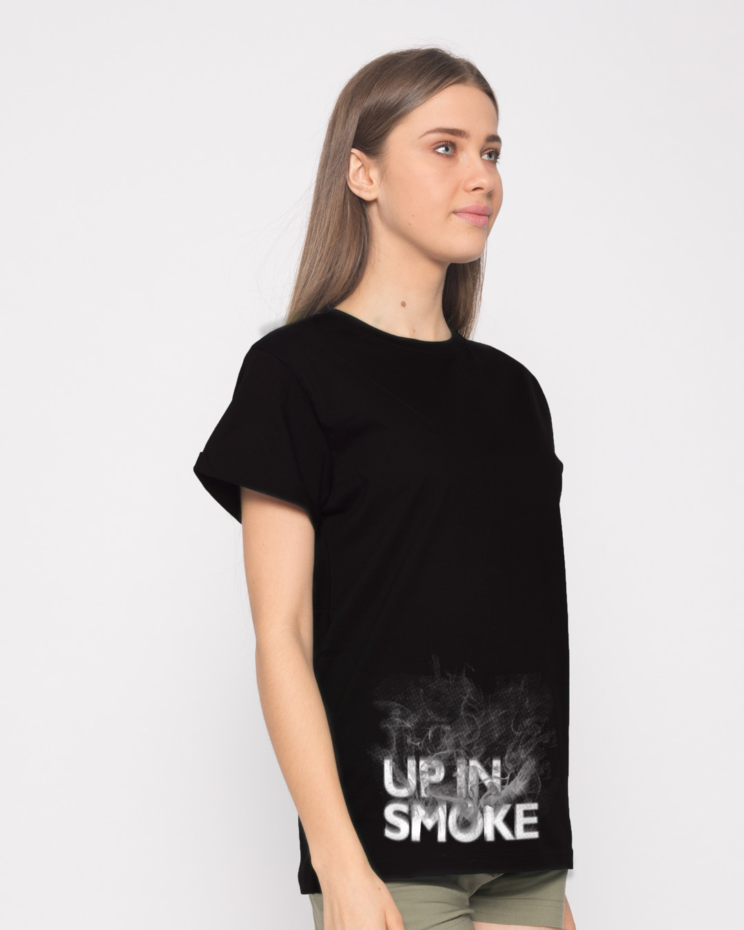 Shop Up In Smoke Typography Boyfriend T-Shirt-Back