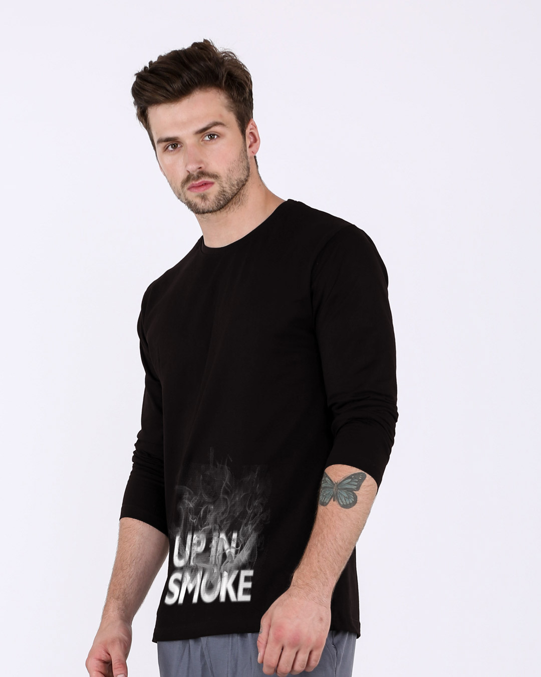 Shop Up In Smoke Typography Full Sleeve T-Shirt-Back