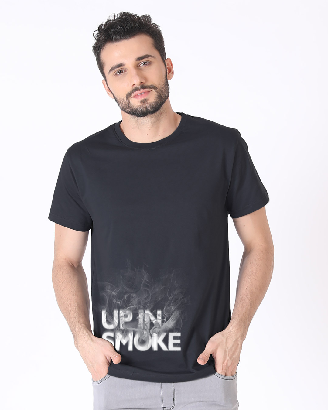Shop Up In Smoke Typography Half Sleeve T-Shirt-Back