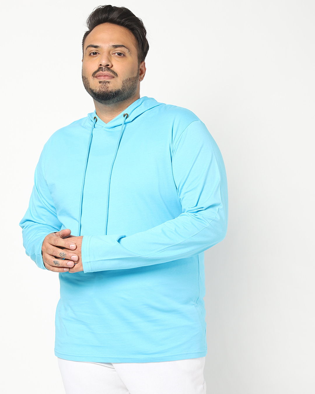 Shop Upbeat Blue Plus Size Full sleeve Hoodie T-shirt-Back