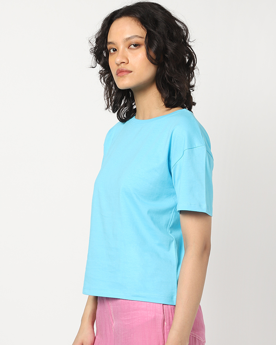 Shop Women's Upbeat Blue Relaxed Fit Short Top-Back