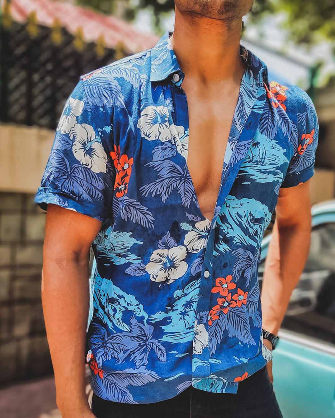 blue half sleeve shirt