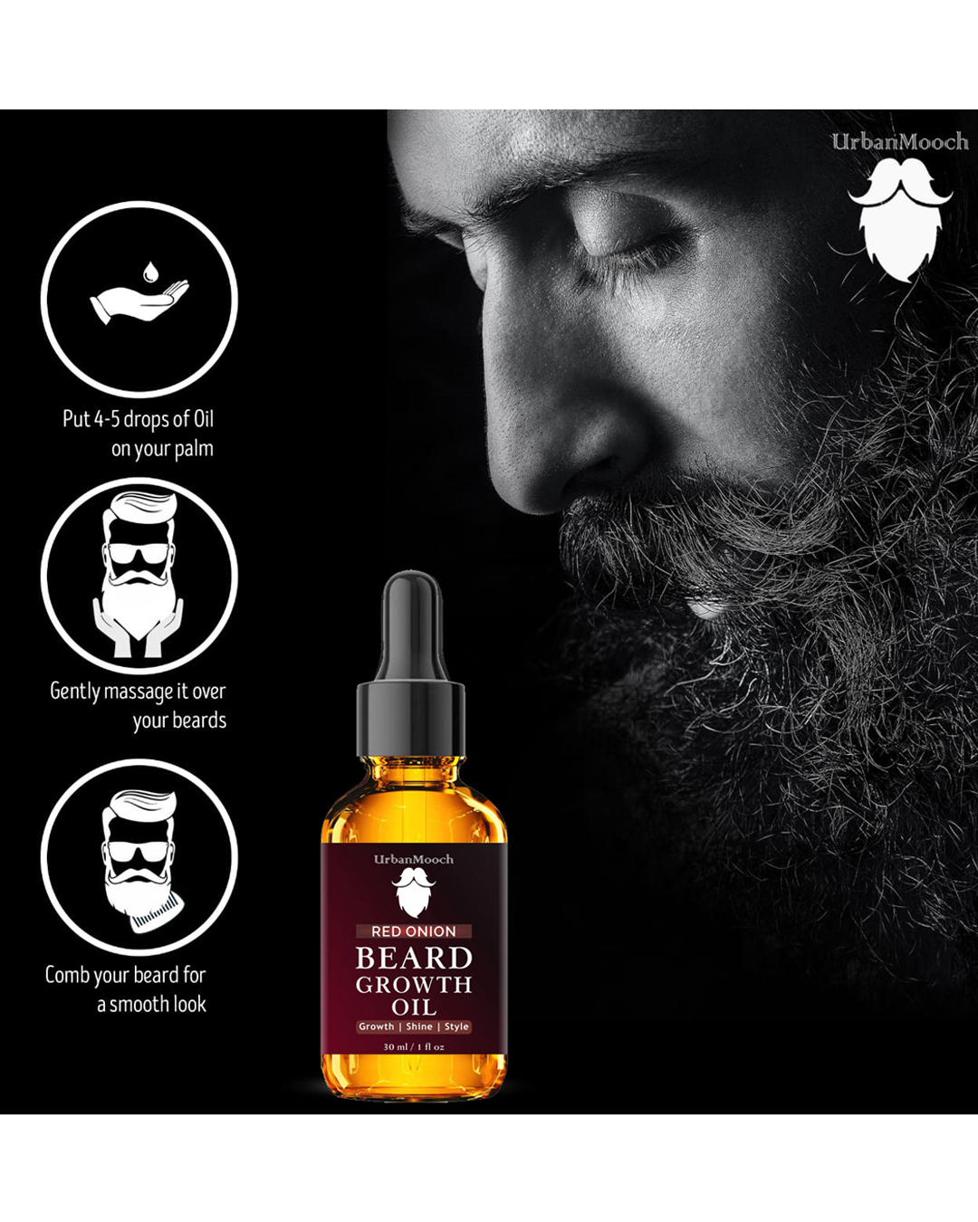 ShopBeard Growth Oil With Red Onion Extract, 30ml-Full