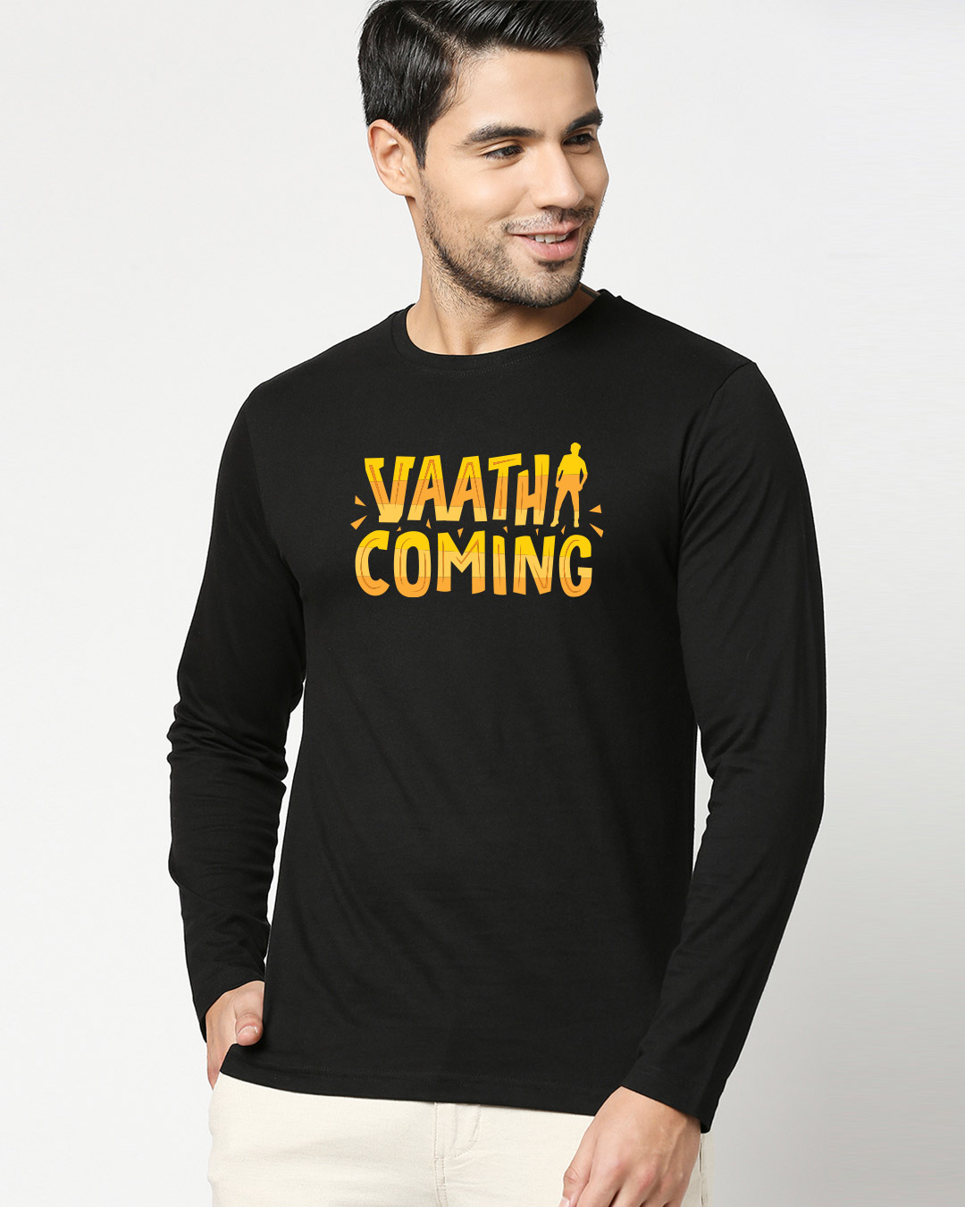 Shop Vaathi Coming Full Sleeve T-Shirt Black-Back