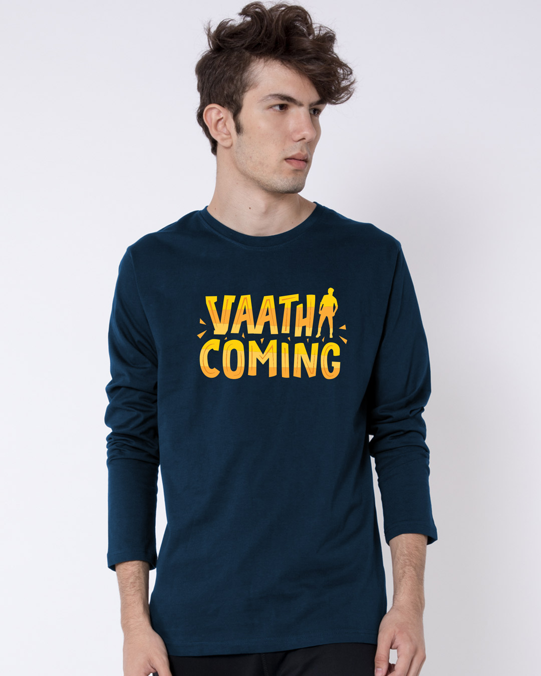 Shop Vaathi Coming Full Sleeve T-Shirt Navy Blue-Back