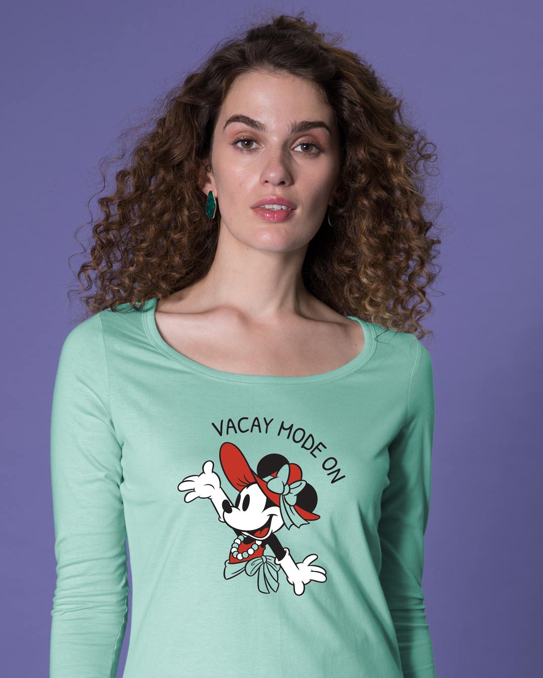 Vacay Minnie Scoop Neck Full Sleeve T-Shirt (DL)