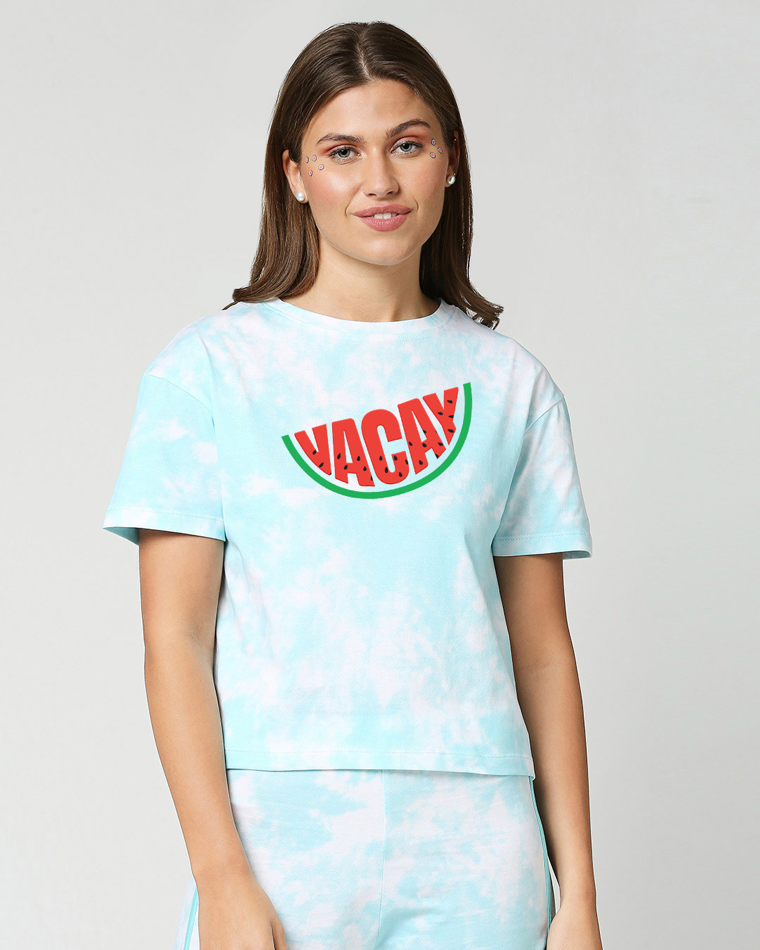 Shop Vacay Tie & Dye Print Short Top-Back