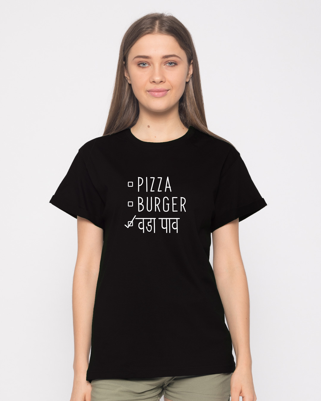 Buy Vada Pav Printed Half Sleeve Boyfriend T-Shirt For Women Online ...