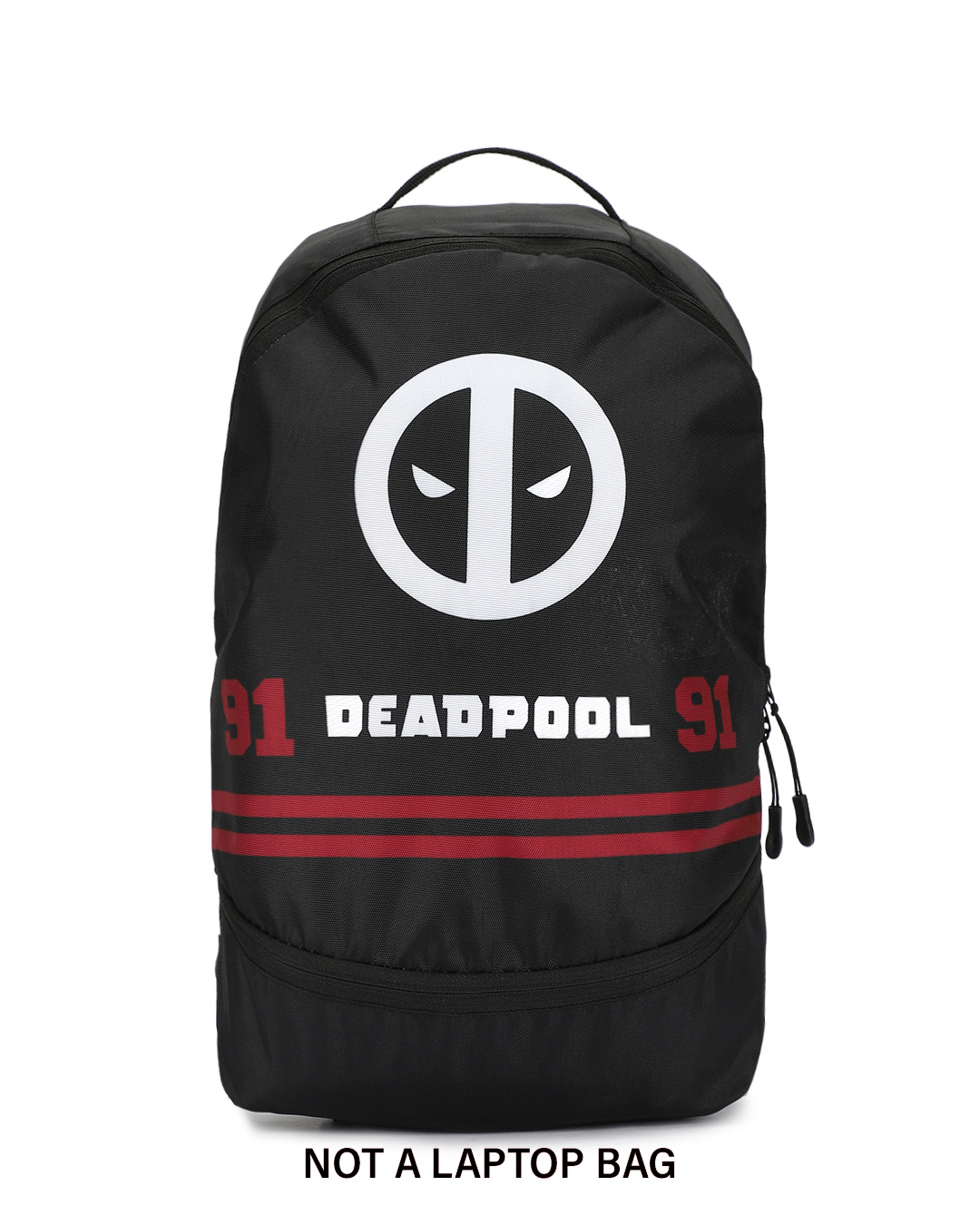 Shop Unisex Black Varsity Deadpool Small Backpack-Back