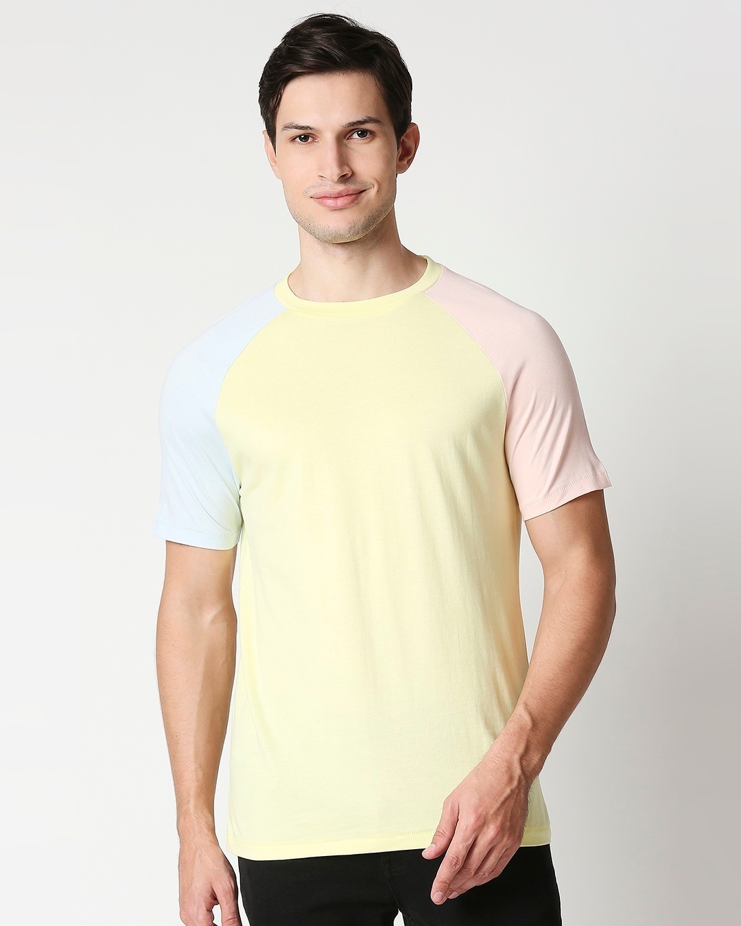 Shop Vax Yellow Raglan Contrast Sleeve T-Shirt-Back