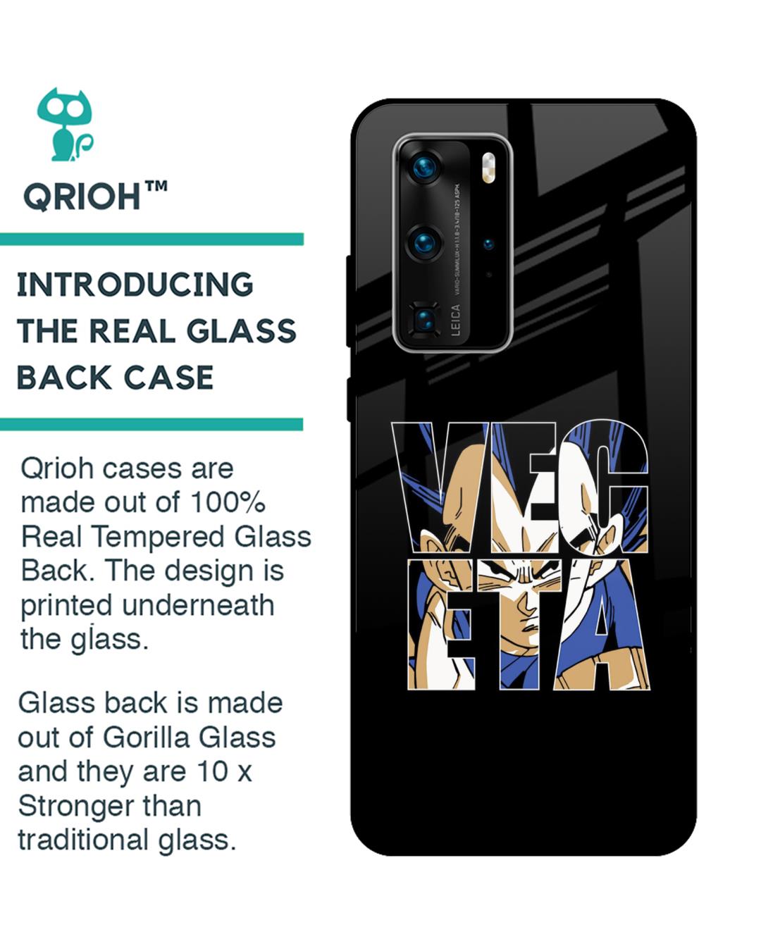 Shop Vegeta Clipart forPremium Glass Case for Huawei P40 Pro (Shock Proof, Scratch Resistant)-Back