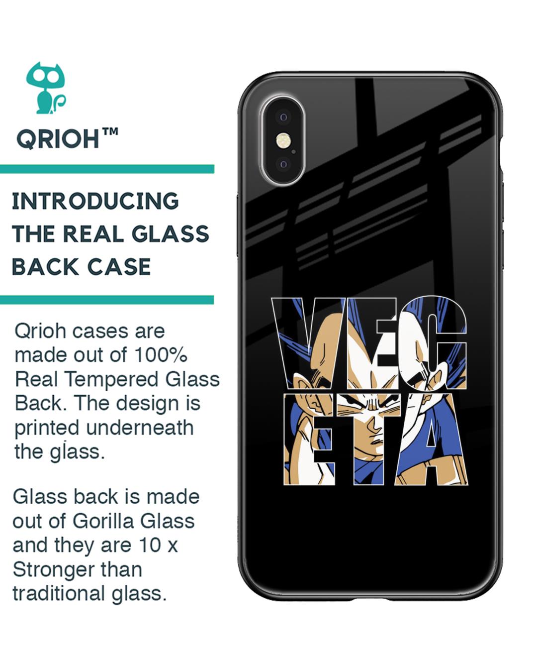 Shop Vegeta Clipart Premium Glass Case for iPhone XS Max (Shock Proof, Scratch Resistant)-Back