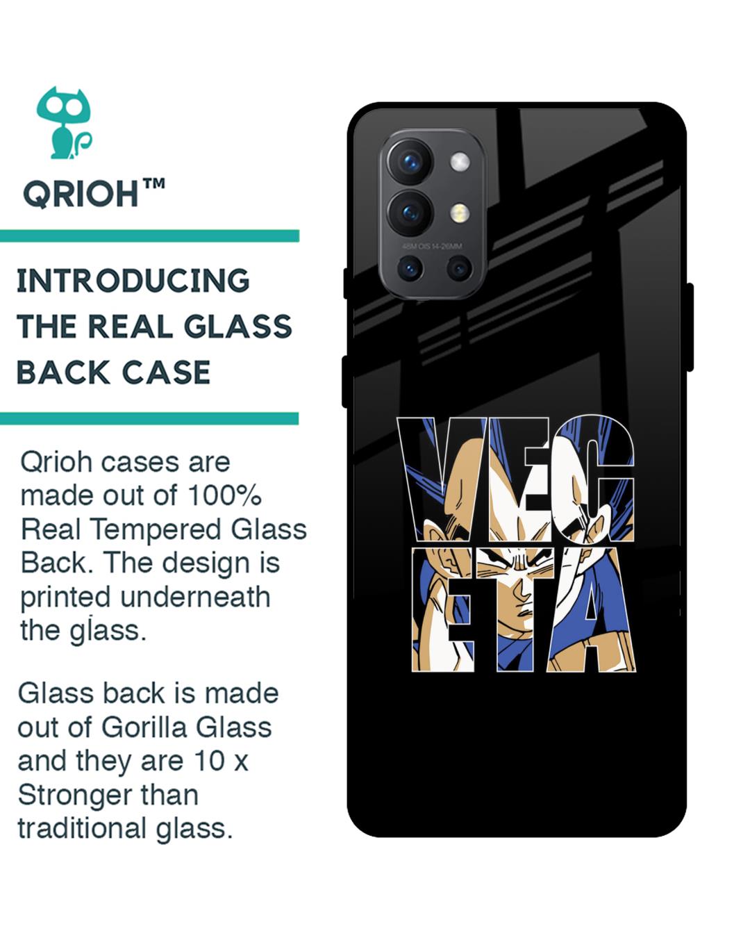 Shop Vegeta Clipart Premium Glass Case for OnePlus 9R (Shock Proof,Scratch Resistant)-Back