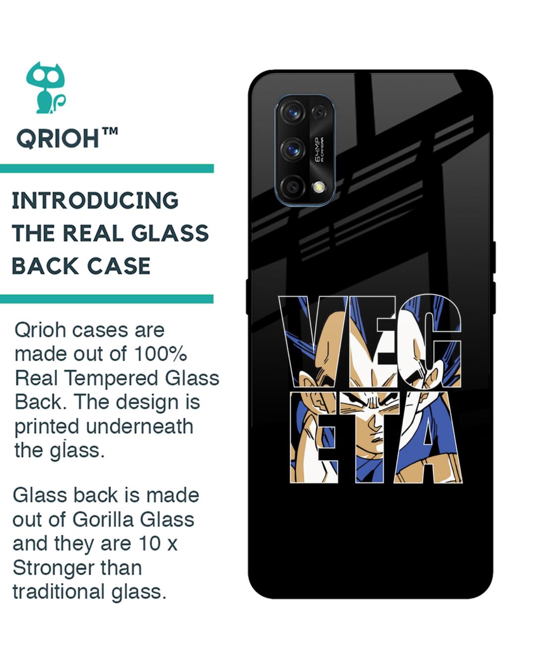 Shop Vegeta Clipart Premium Glass Case for Realme 7 pro (Shock Proof, Scratch Resistant)-Back