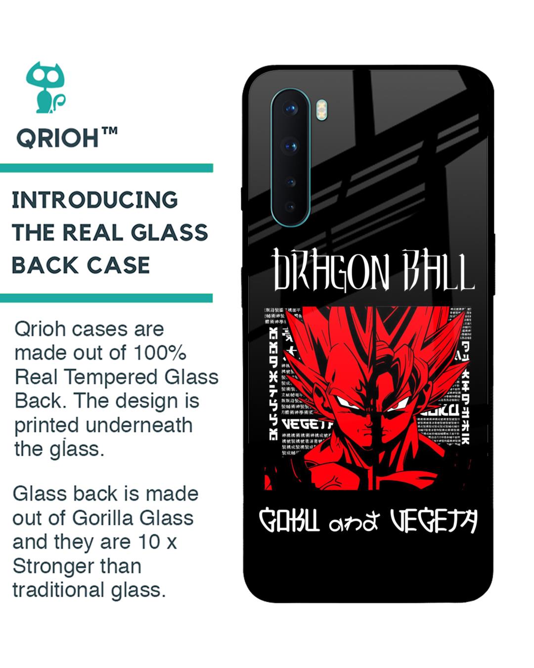 Shop Vegeta & Goku Premium Glass Case for OnePlus Nord (Shock Proof,Scratch Resistant)-Back