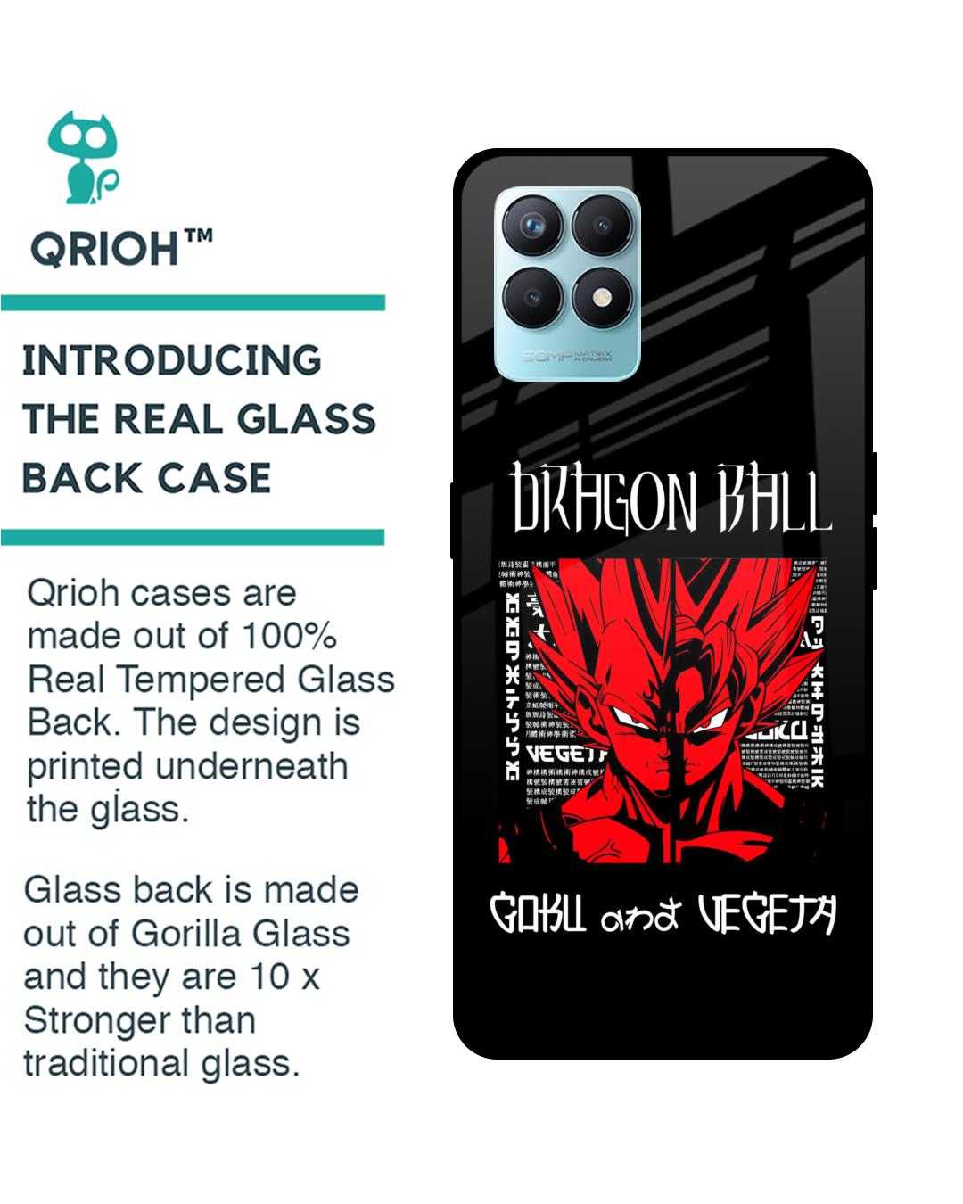 Shop Vegeta & Goku Premium Glass Case for Realme Narzo 50(Shock Proof, Scratch Resistant)-Back