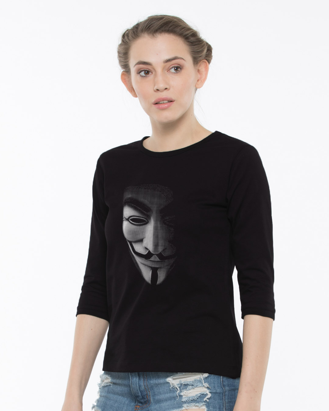 Shop Vendetta Shadows Round Neck 3/4th Sleeve T-Shirt-Back