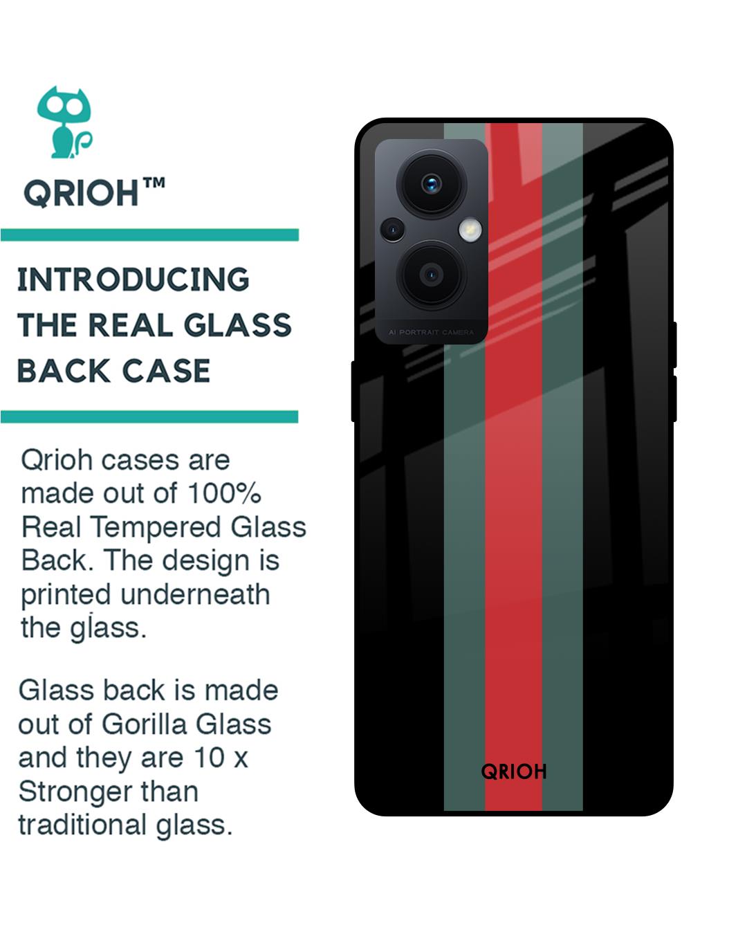 Shop Vertical Stripes Printed Premium Glass Case for Oppo F21s Pro 5G (Shock Proof,Scratch Resistant)-Back