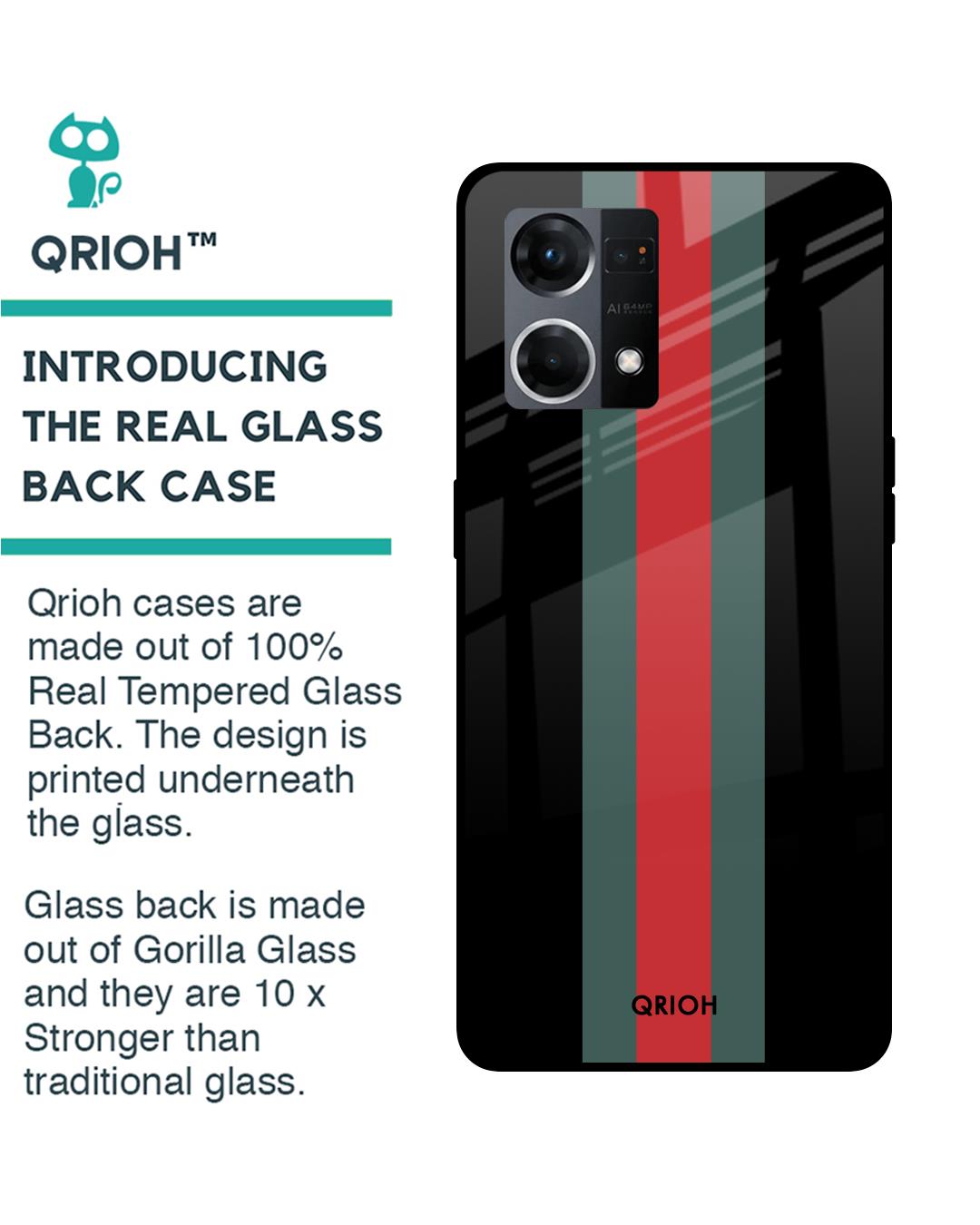 Shop Vertical Stripes Printed Premium Glass Case for Oppo F21s Pro (Shock Proof,Scratch Resistant)-Back