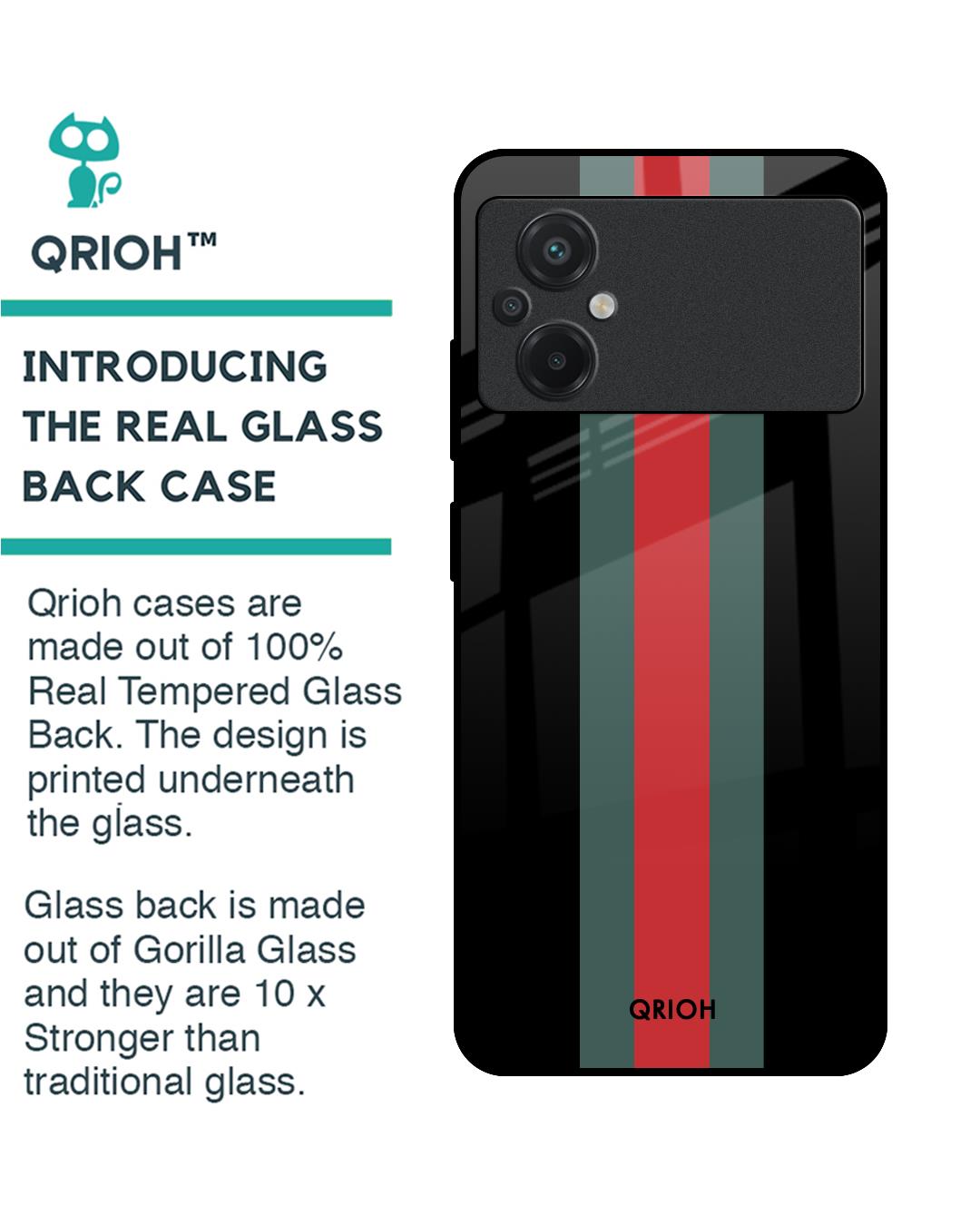 Shop Vertical Stripes Printed Premium Glass Case for Poco M5 (Shock Proof,Scratch Resistant)-Back