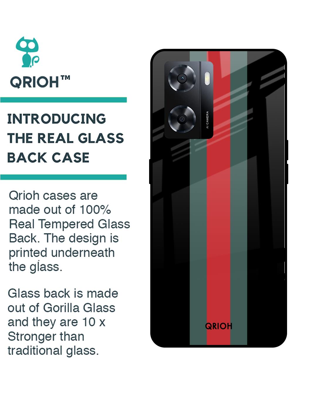 Shop Vertical Stripes Printed Premium Glass Cover for Oppo A57 4G (Shock Proof, Scratch Resistant)-Back