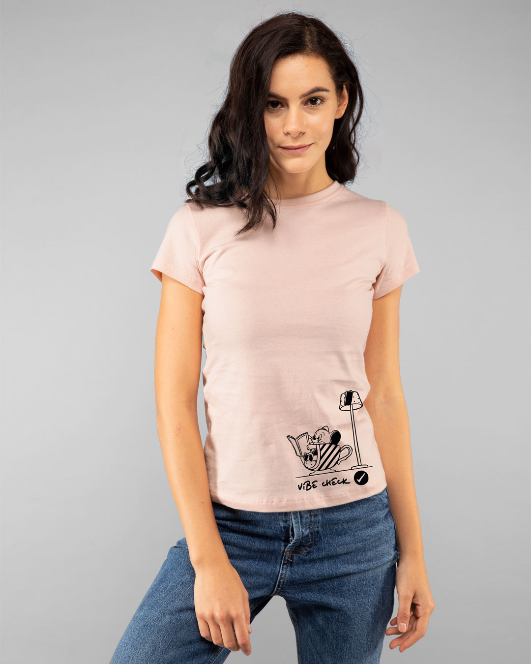 Shop Vibe Check Half Sleeve Printed T-Shirt Baby Pink (TJL)-Back
