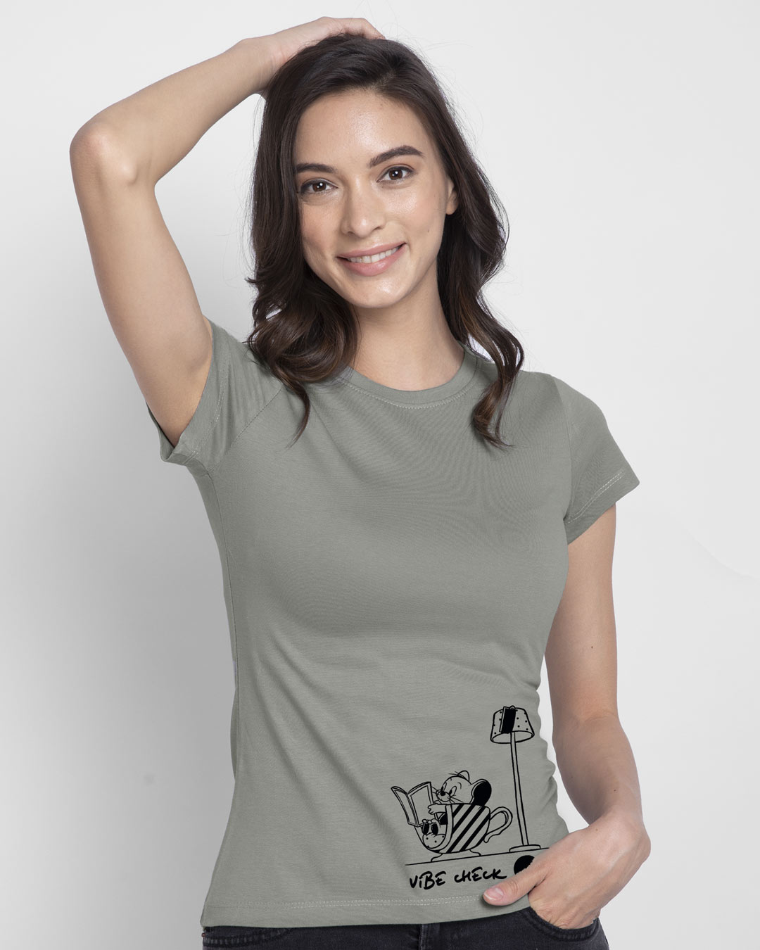 Shop Vibe Check Half Sleeve Printed T-Shirt Meteor Grey (TJL)-Back