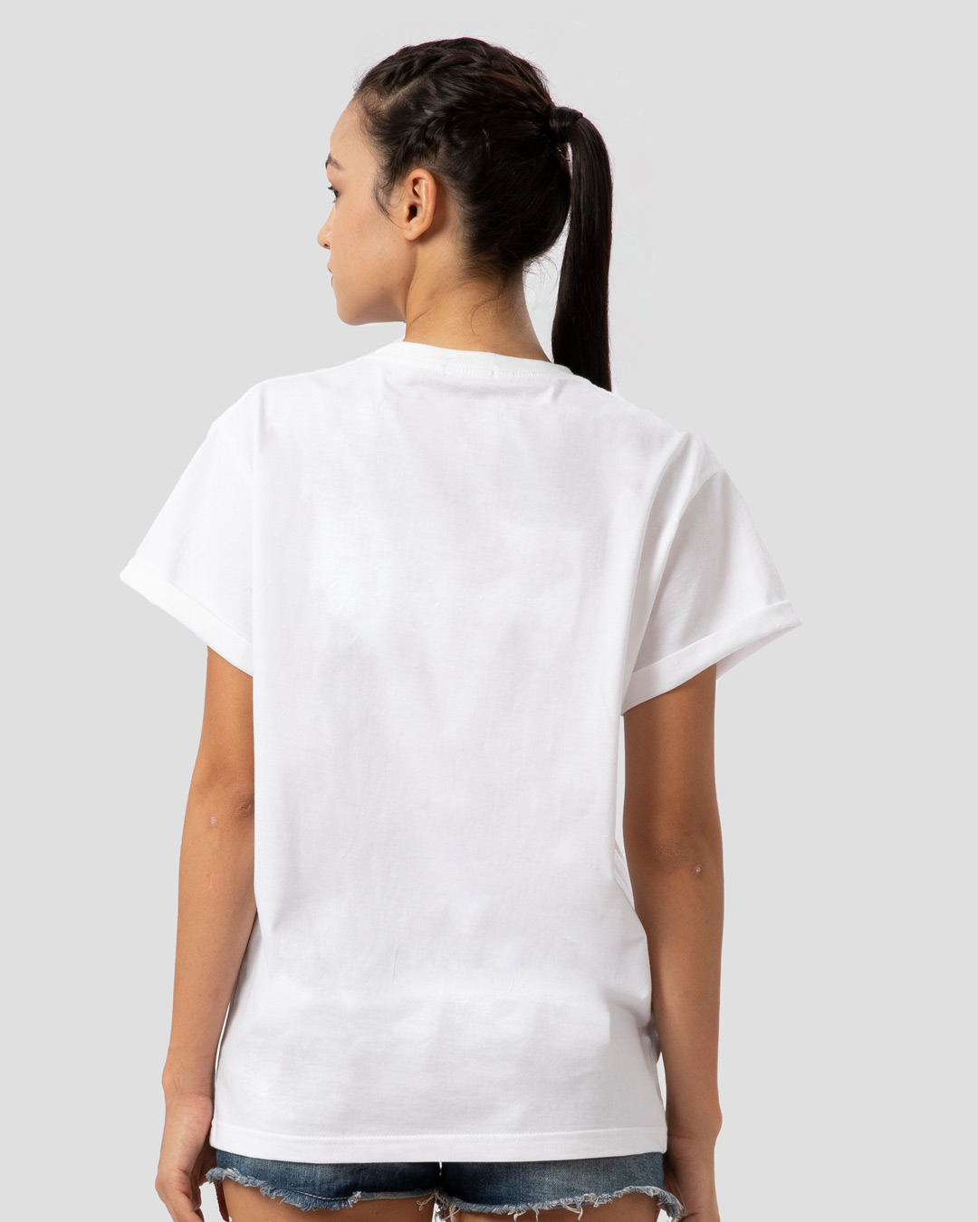 Shop Victory Over Evil Boyfriend T-Shirt White-Back