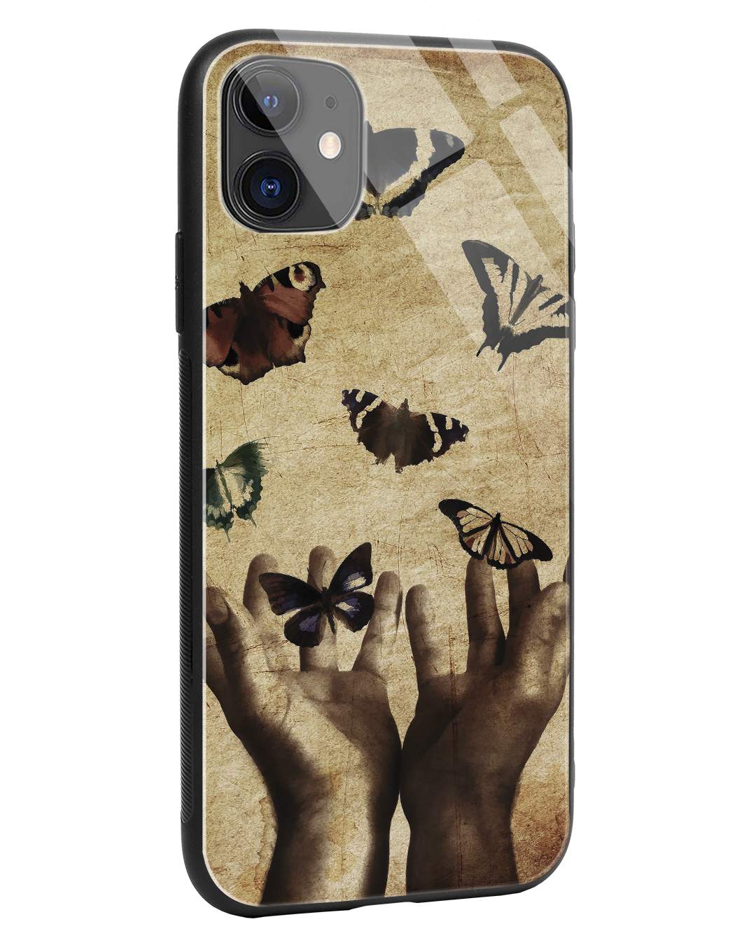Shop Vintage Butterflies iPhone 11 Glass Mobile Cover-Back