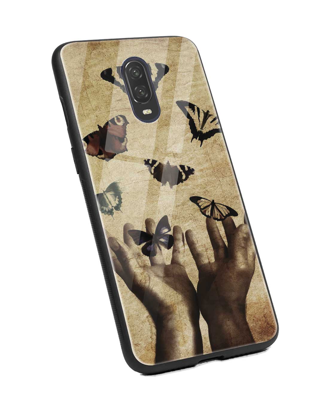Shop Vintage Butterflies OnePlus 6T Glass Mobile Cover-Back