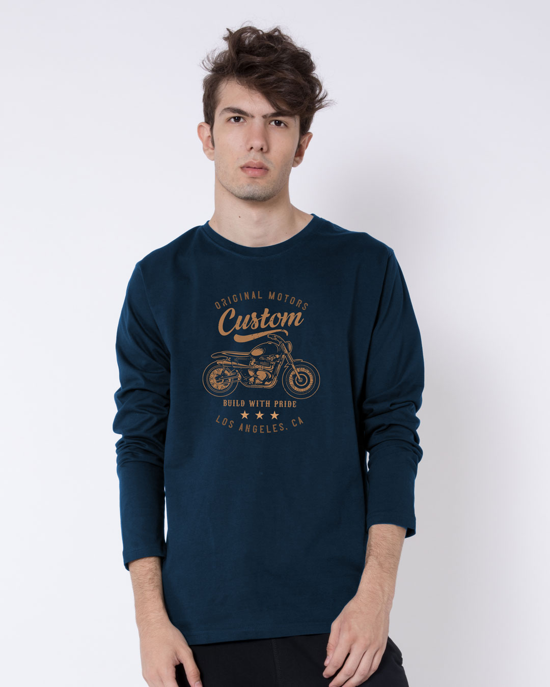 Shop Vintage Custom Full Sleeve T-Shirt Navy Blue-Back