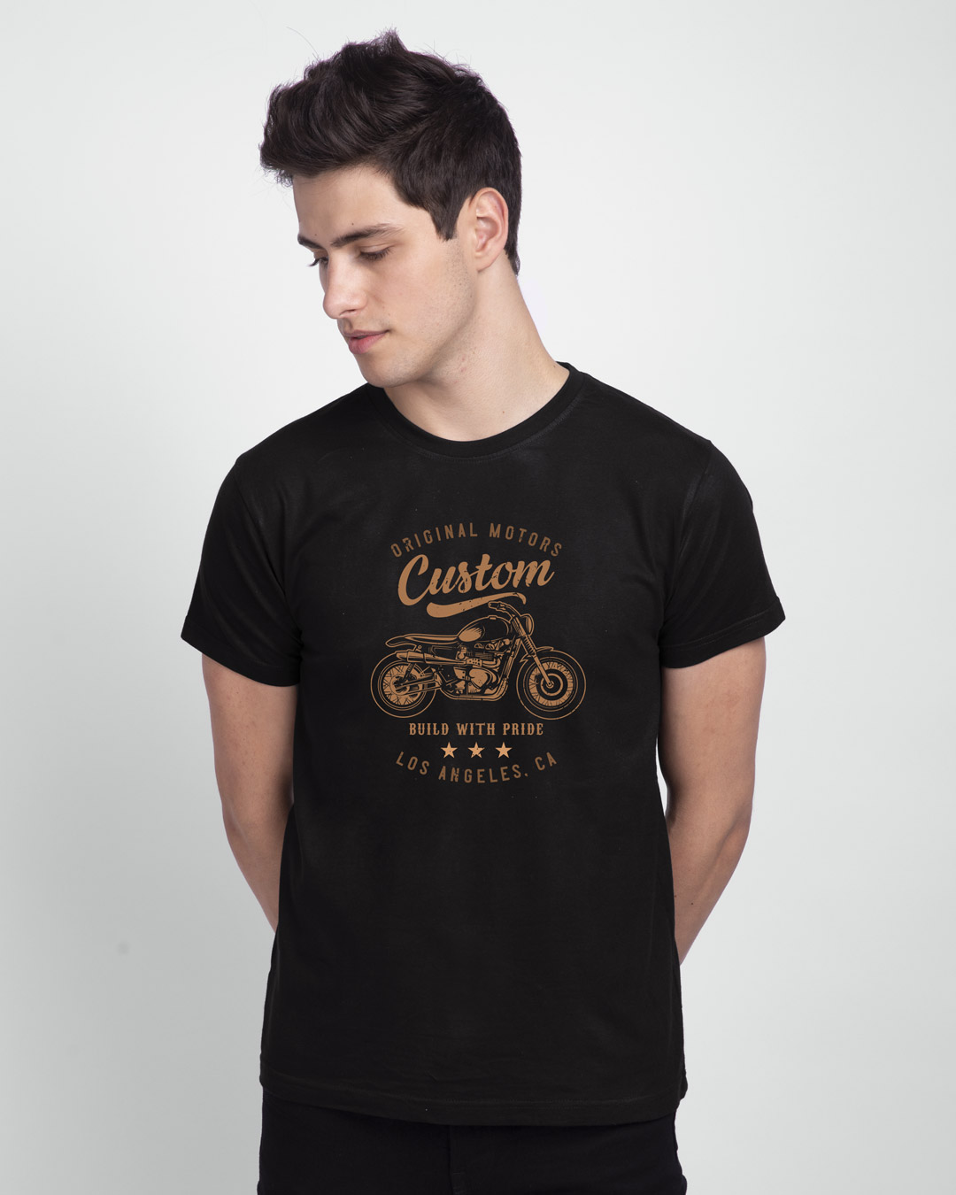 Shop Vintage Custom Half Sleeve T-Shirt Black-Back