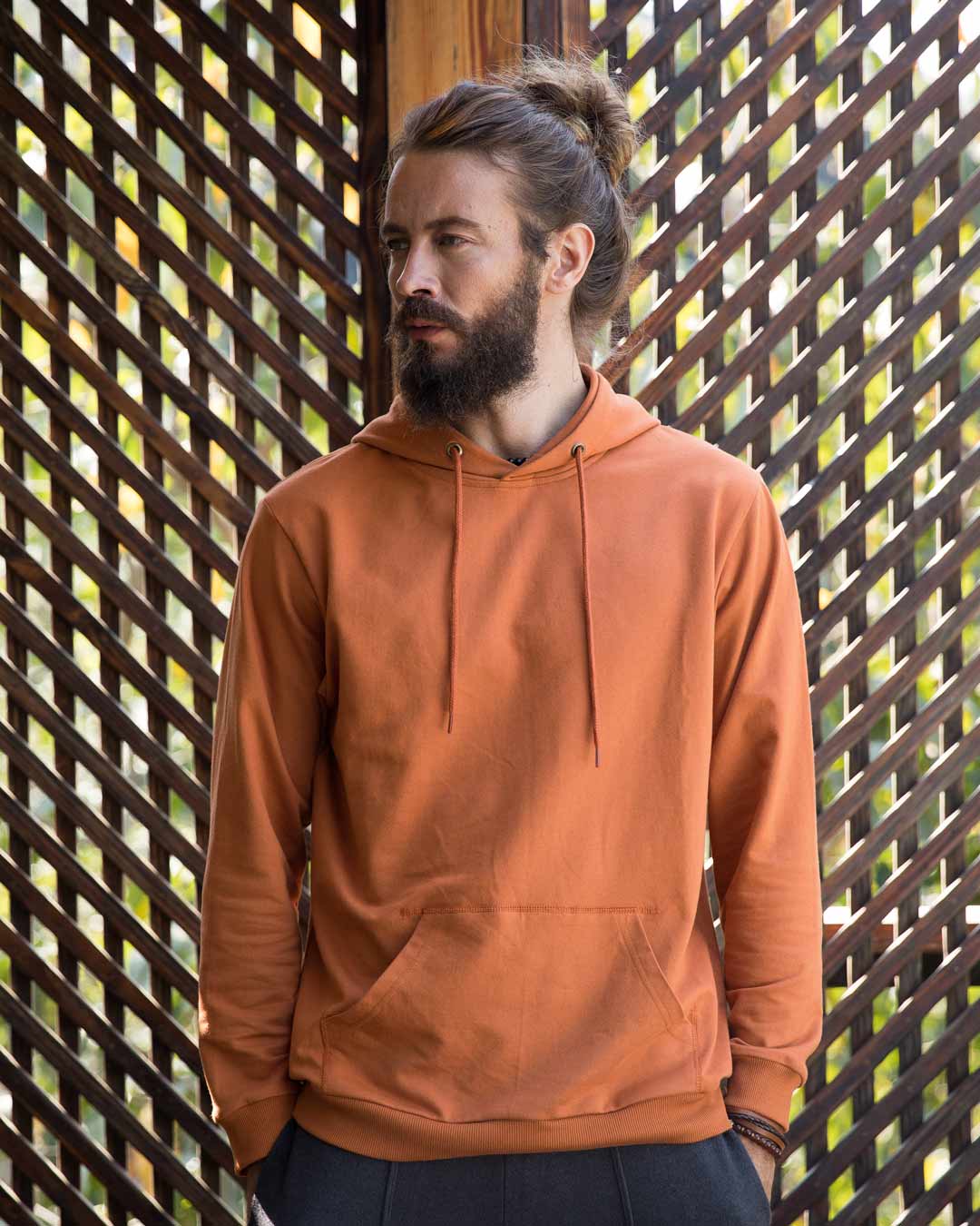 plain orange hoodie mens