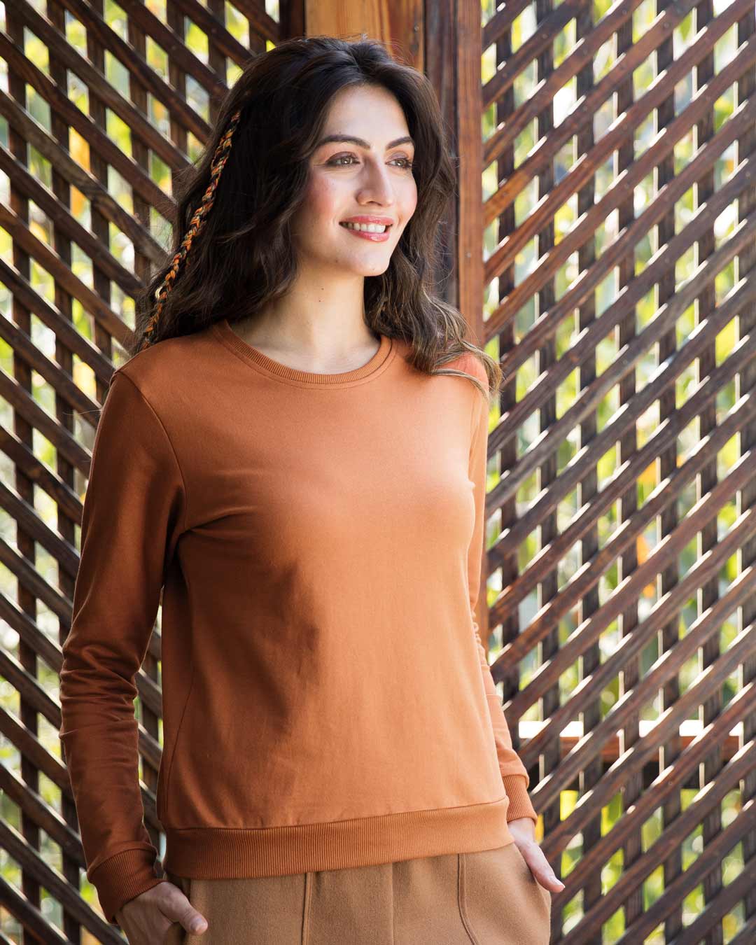 Shop Vintage Orange Fleece Light Sweatshirt-Back