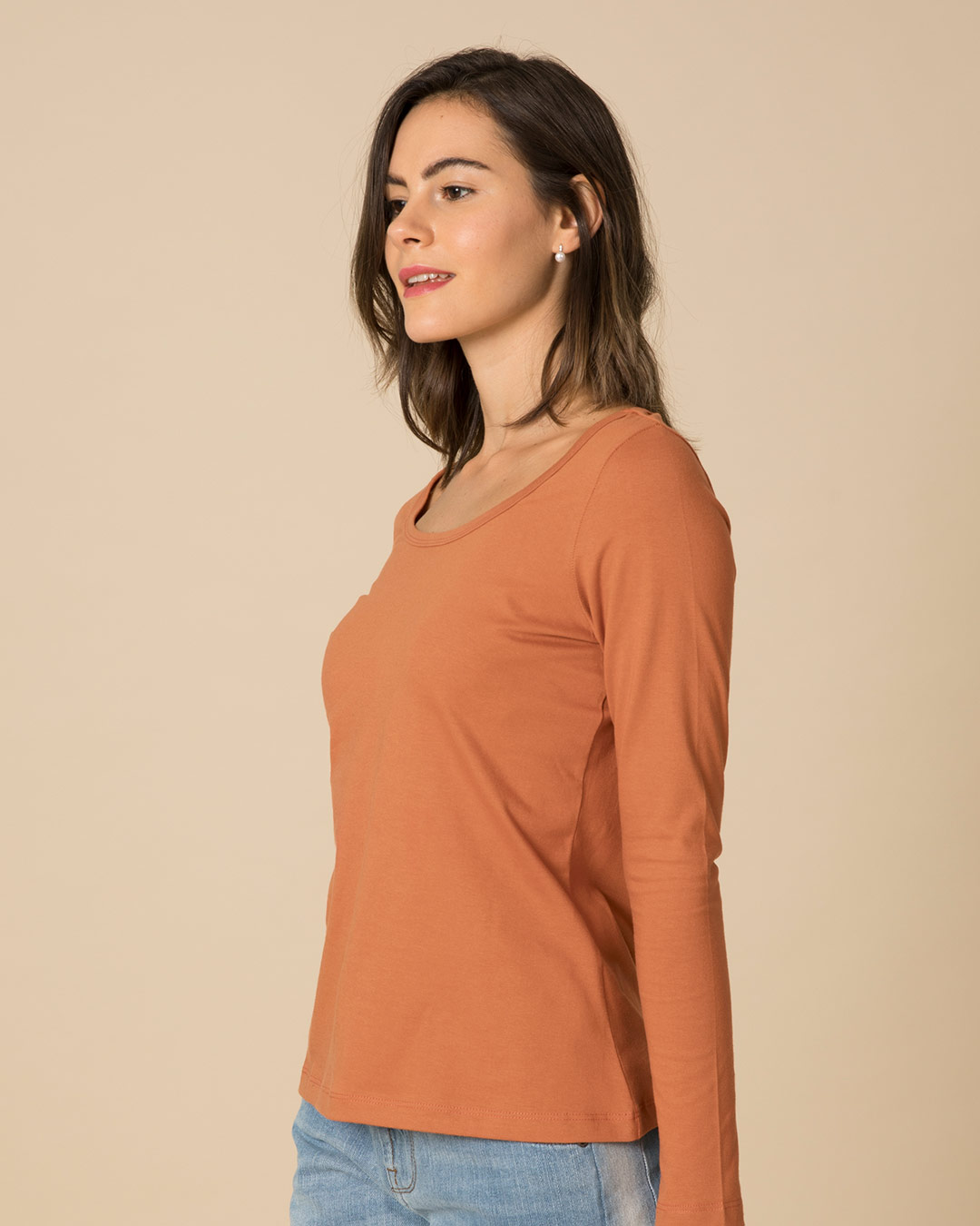 Shop Vintage Orange Scoop Neck Full Sleeve T-Shirt-Back