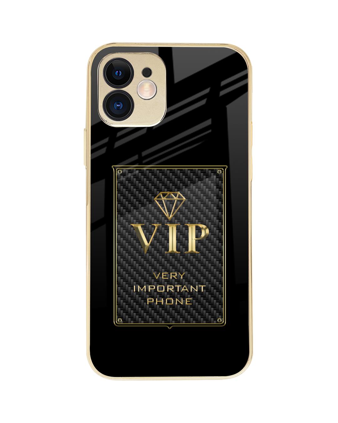 Shop VIP Metallic Gold Premium Glass Case for Apple iPhone 12-Back