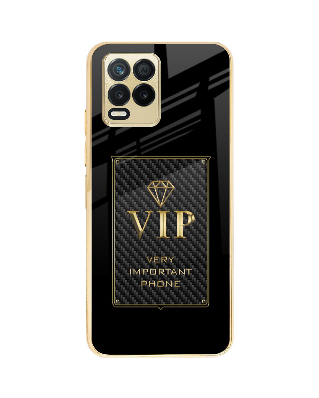 Shop VIP Metallic Gold Premium Glass Case for Realme 8 Pro-Back