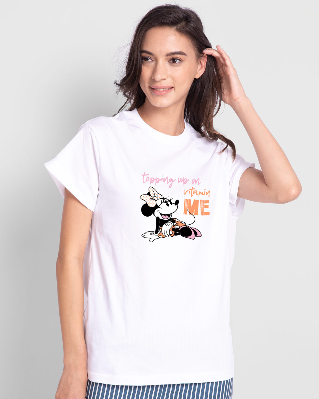 Shop Vitamin Minnie Boyfriend T-Shirt White (DL)-Back