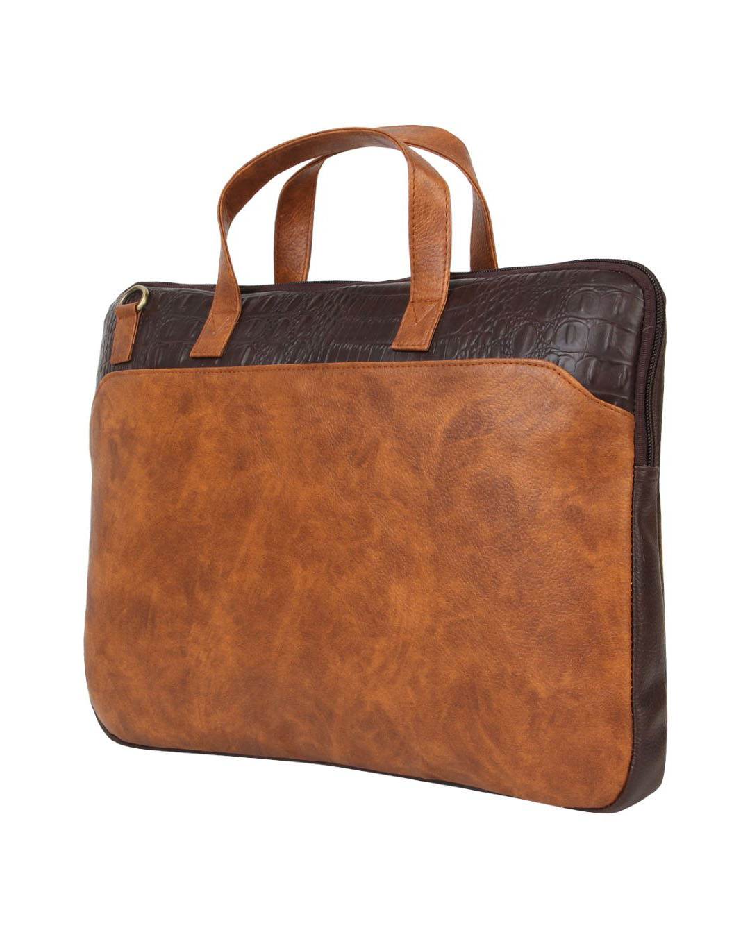 Shop Faux Leather Tan/Brown Padded Laptop Messenger Bag For Men & Women-Back