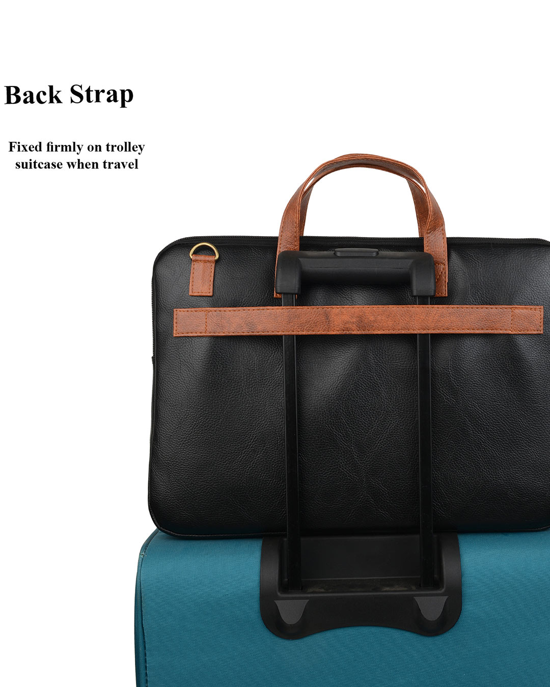 Shop Faux Leather 15.6 Inch Tan Padded Laptop Messenger Bag For Men & Women-Back