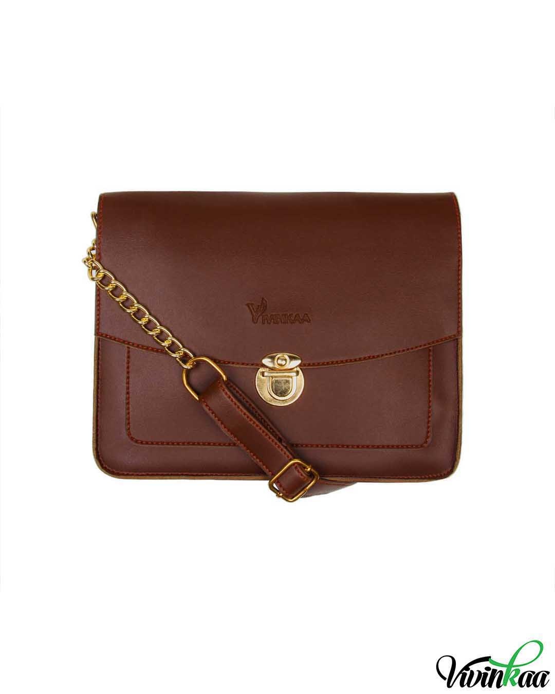 vivinkaa faux leather embroidery handle coffee round sling bag